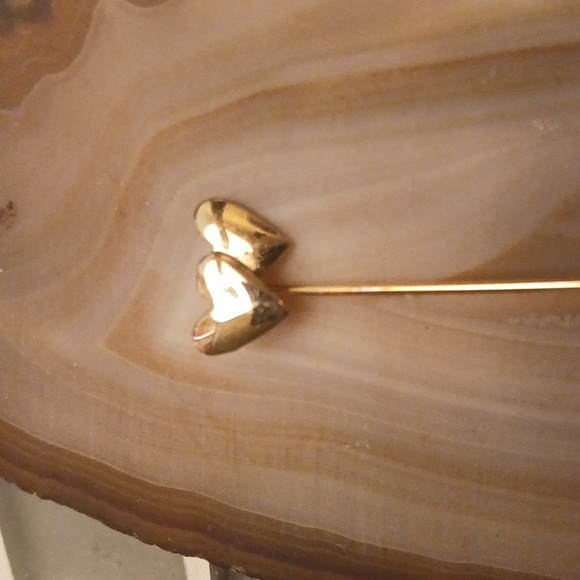 Vintage Dbl Heart Hat pin - Picture 2 of 4